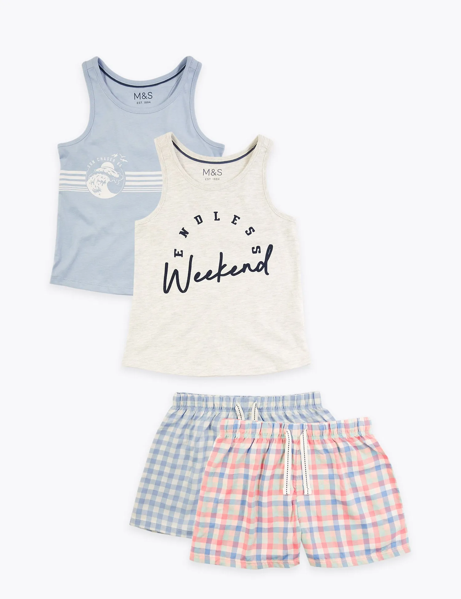2pk Slogan Short Pyjama Sets
