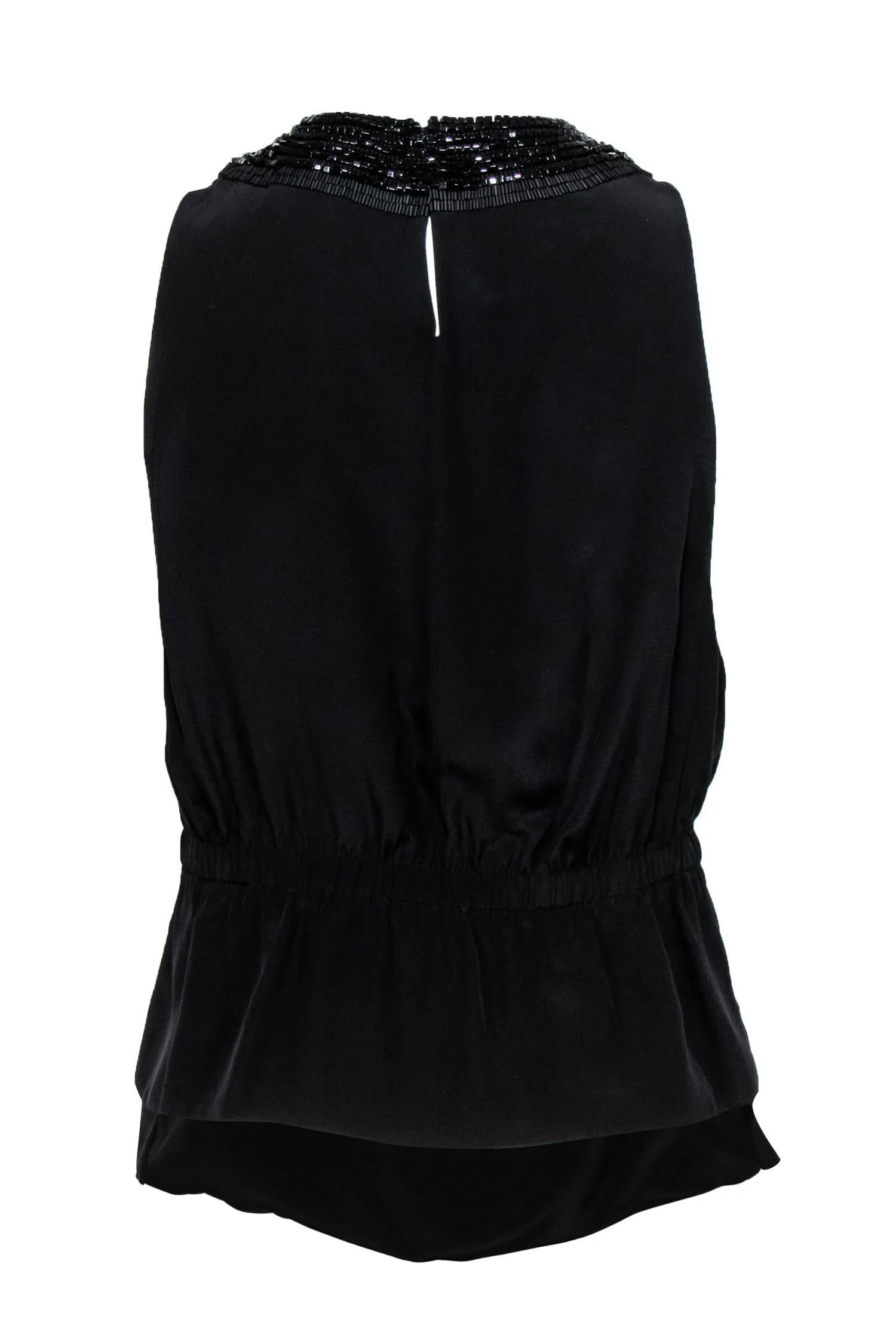 3.1 Phillip Lim - Black Beaded Silk Tank w/ Belt Sz 4