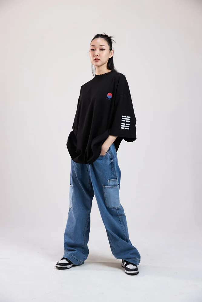 3456 TRIGRAM DROP SHOULDER TEE (BLACK)