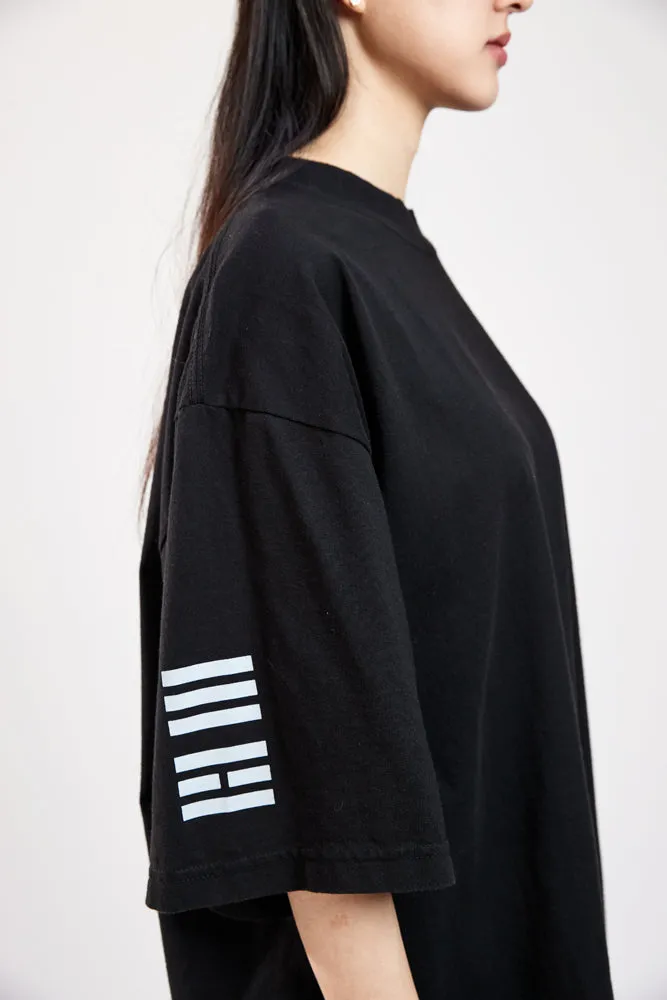 3456 TRIGRAM DROP SHOULDER TEE (BLACK)