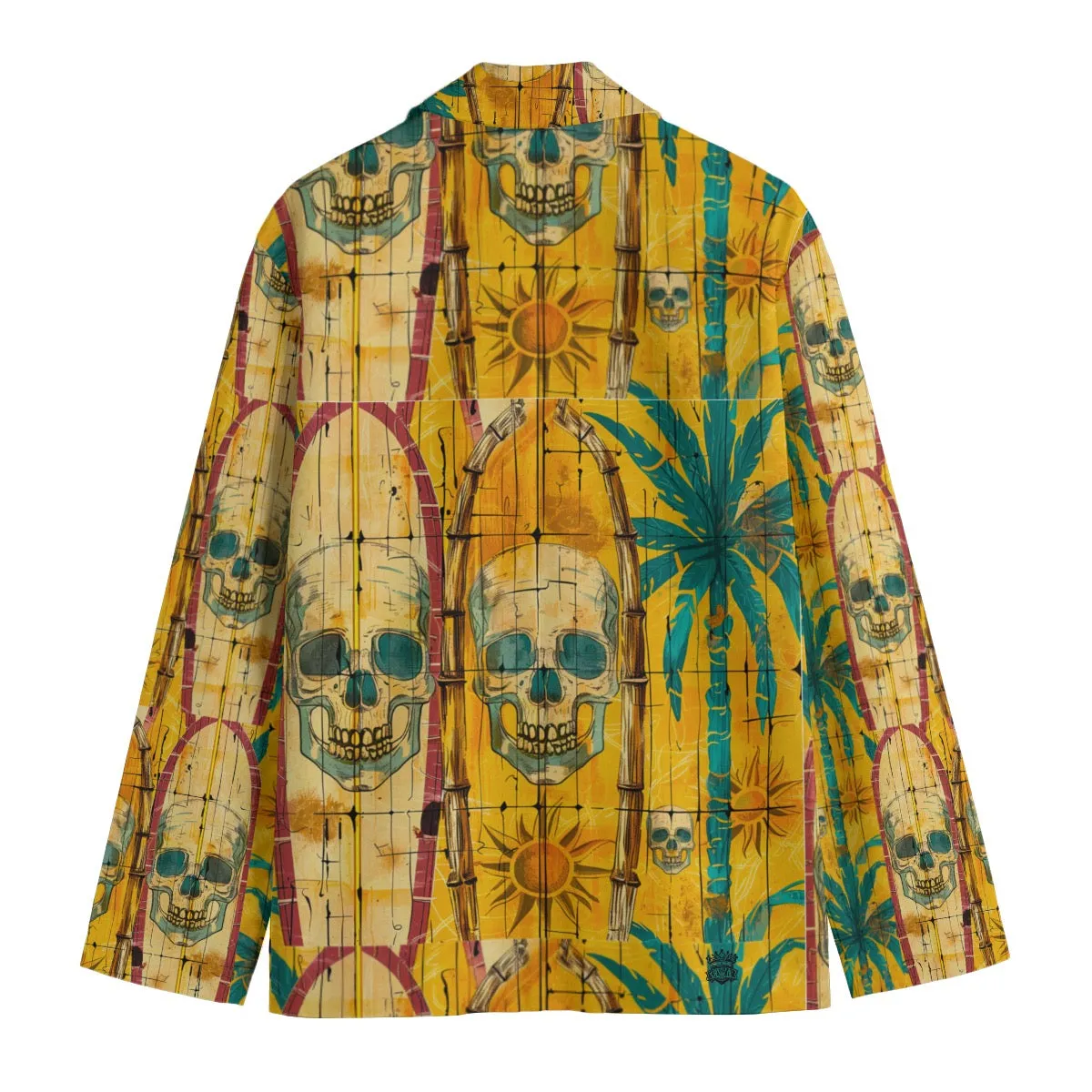All-Over Print Men's Casual Flat Lapel Collar Blazer | 245GSM Cotton surf board print