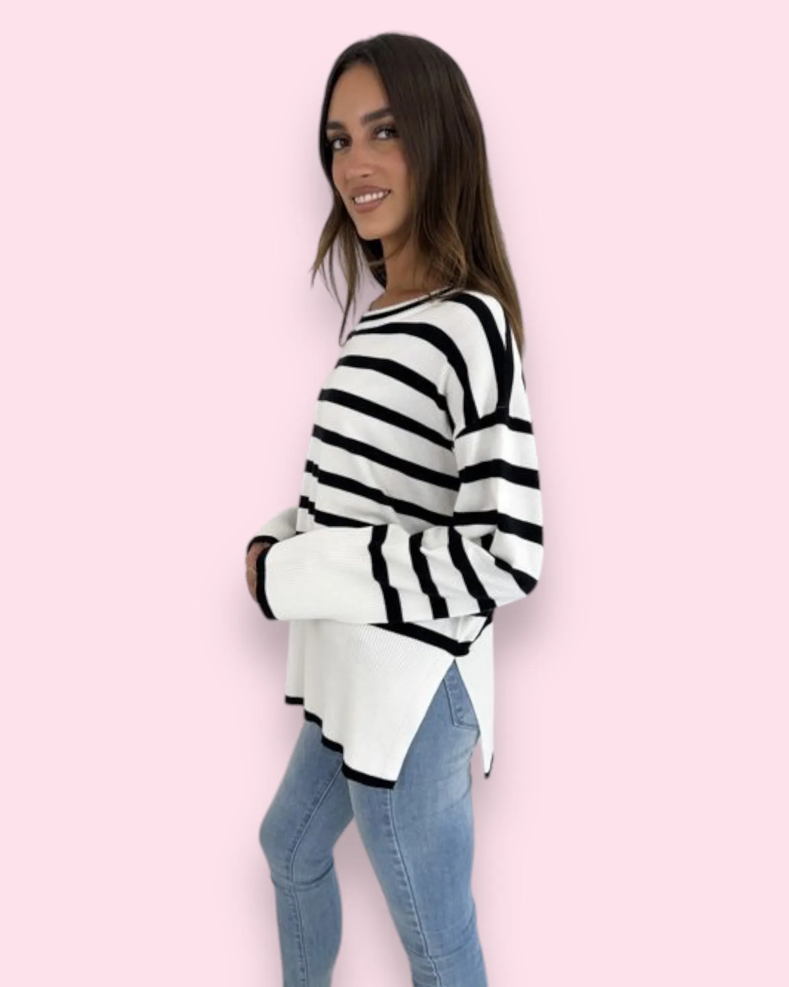 Azariah Striped Knit - White