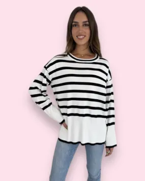 Azariah Striped Knit - White