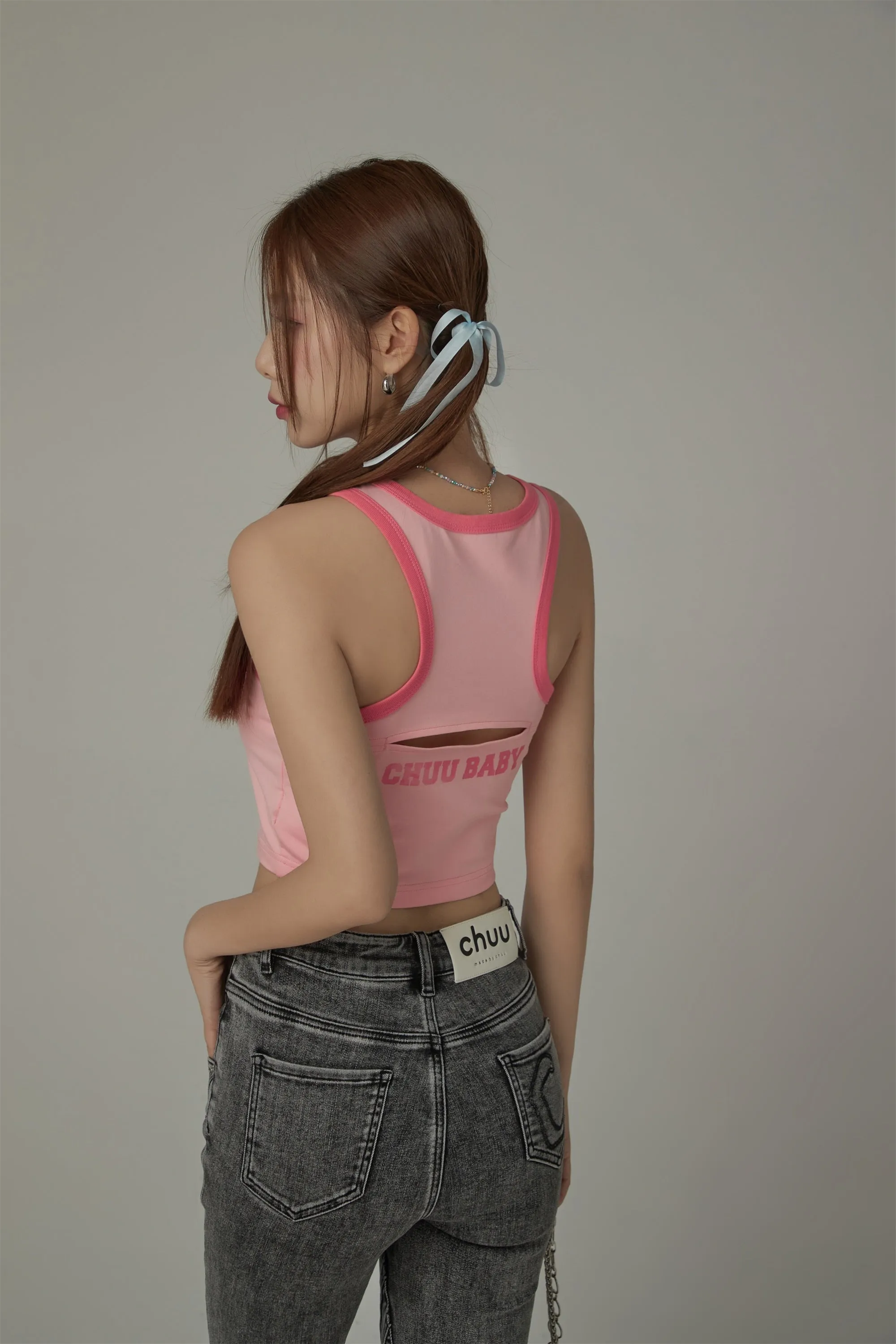 Back Split Cropped Sleeveless Top