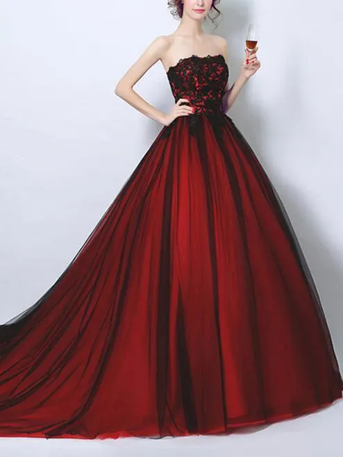 Ball Gown Straight Across Chapel Train Tulle Appliqued Quinceanera Dresses 3039