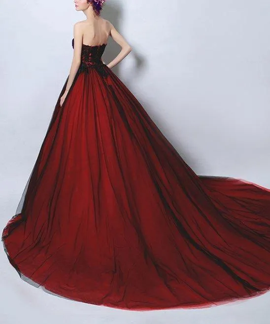 Ball Gown Straight Across Chapel Train Tulle Appliqued Quinceanera Dresses 3039