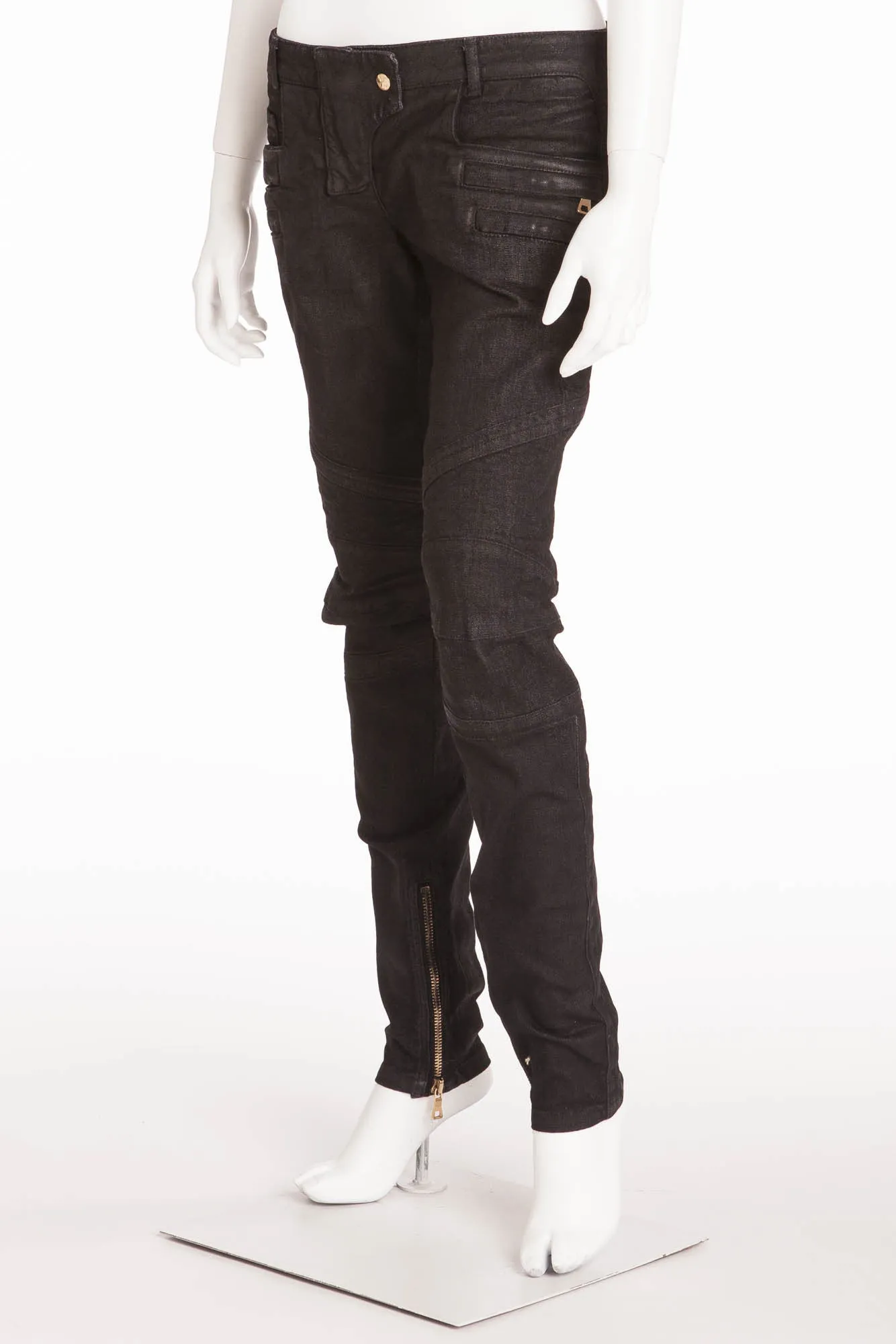 Balmain - Black Skinny Moto Style Jeans - FR 40