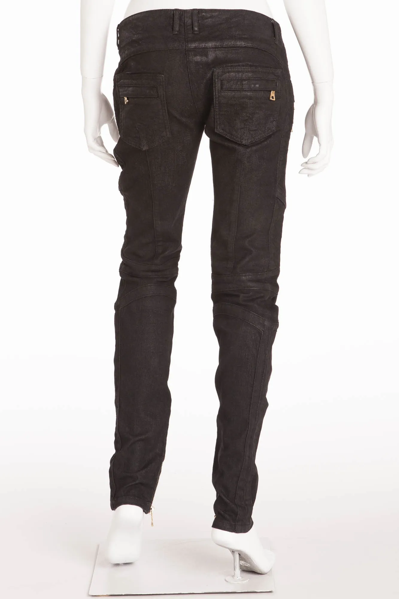 Balmain - Black Skinny Moto Style Jeans - FR 40