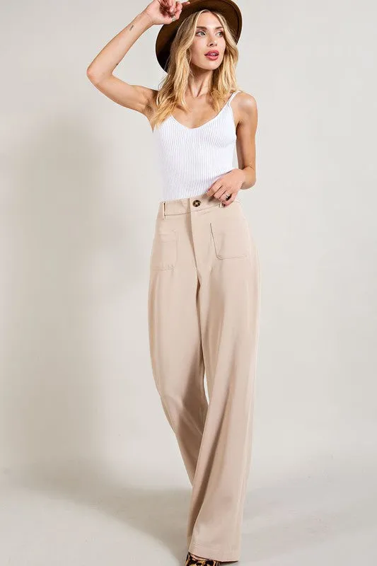 Beige Straight Leg Pants