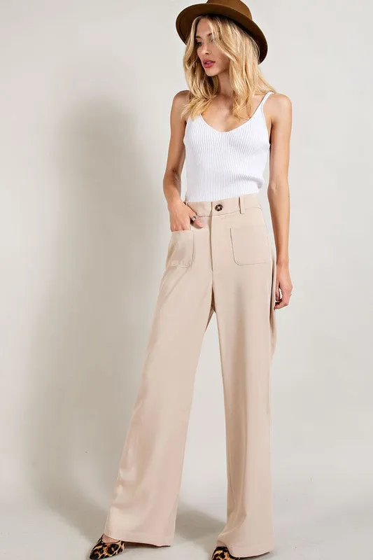 Beige Straight Leg Pants