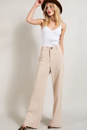 Beige Straight Leg Pants