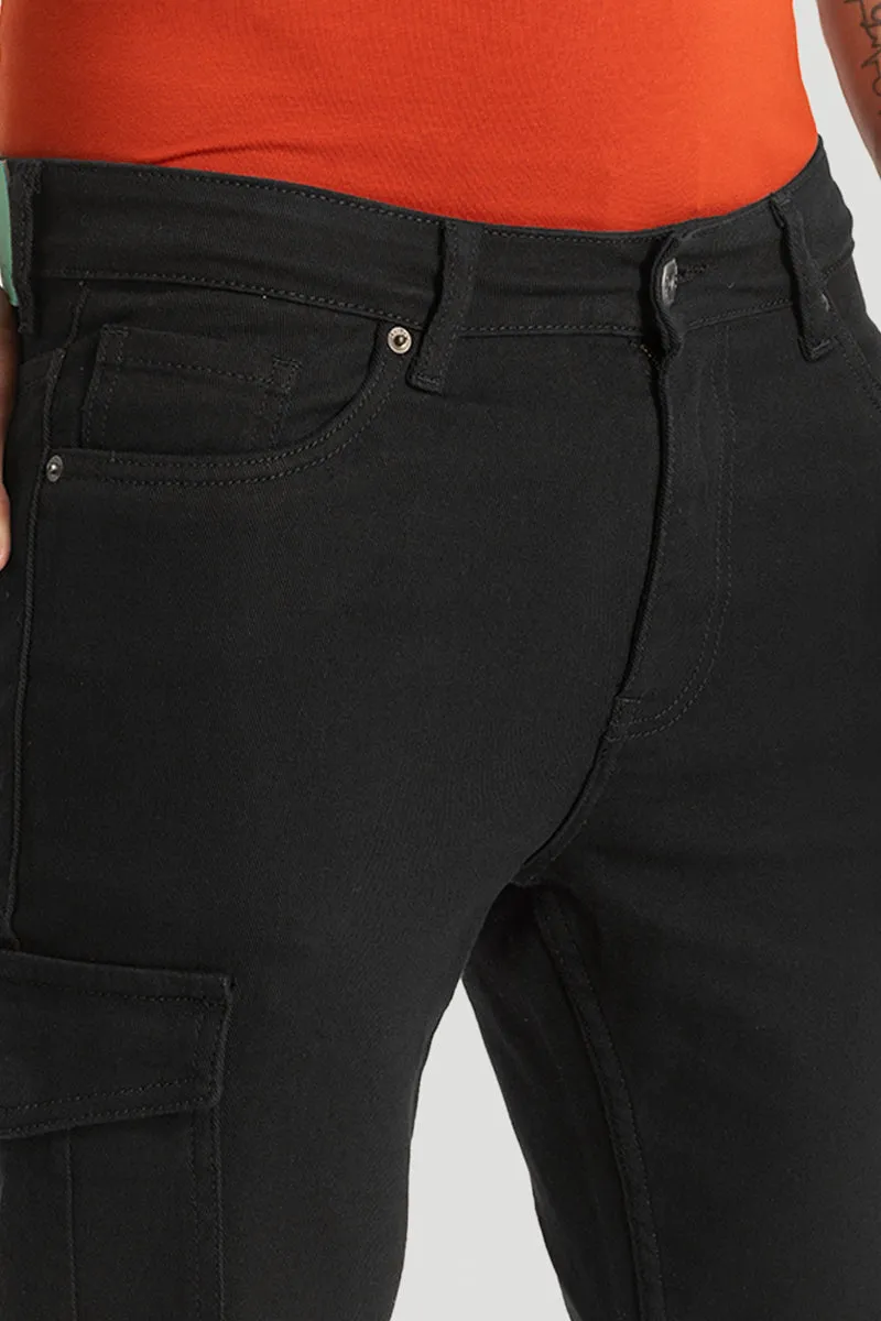 Black Cargo Style Skinny Fit Jeans