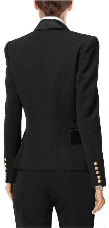 Black Satin-Trim Blazer
