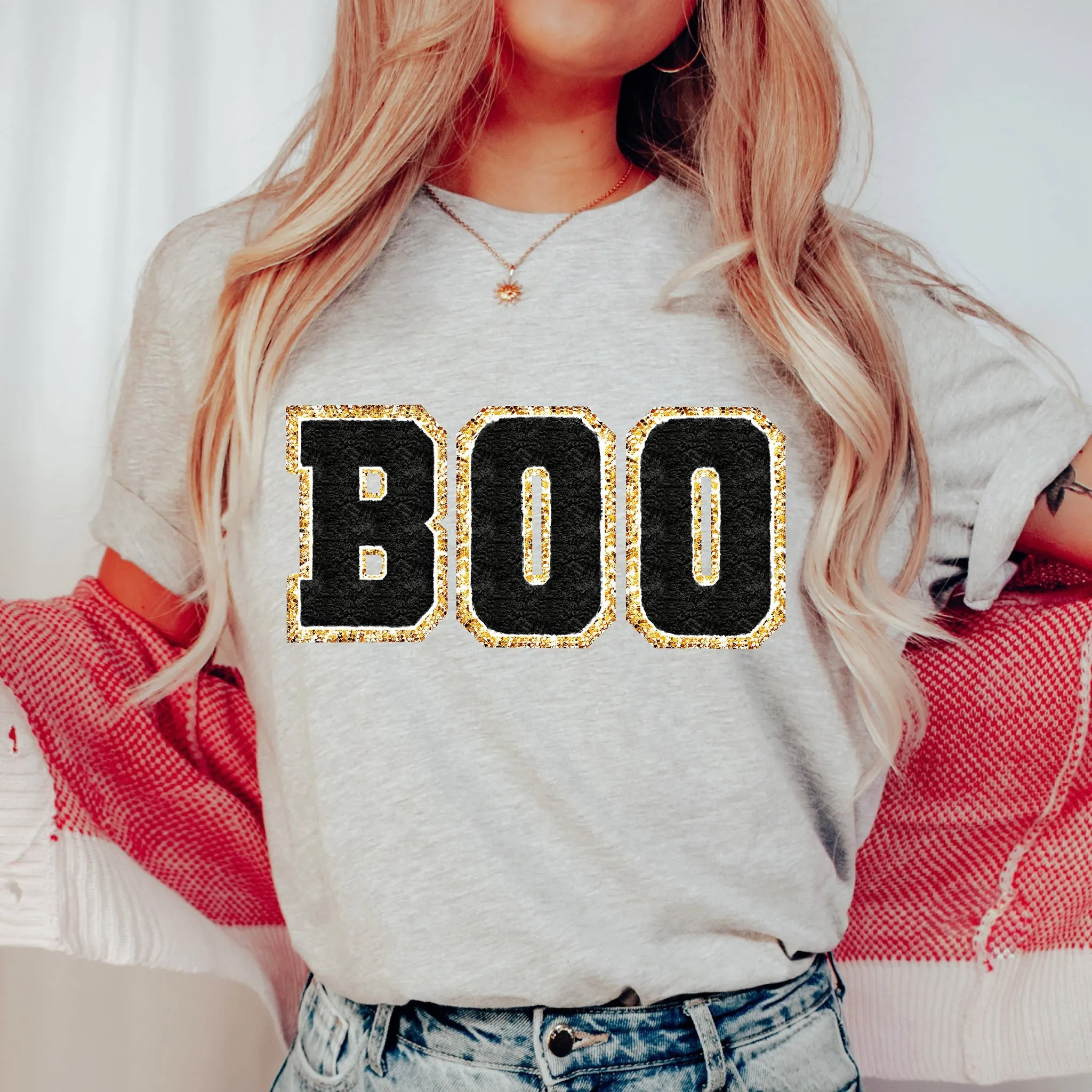 BOO Letter  Patch Halloween Sweatshirt