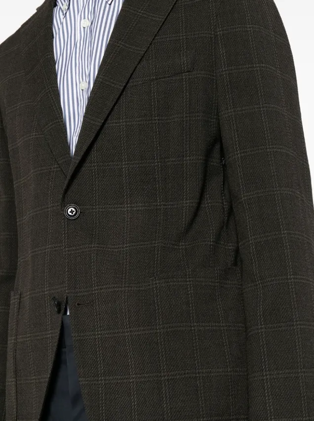 BOSS plaid-check single-breasted blazer