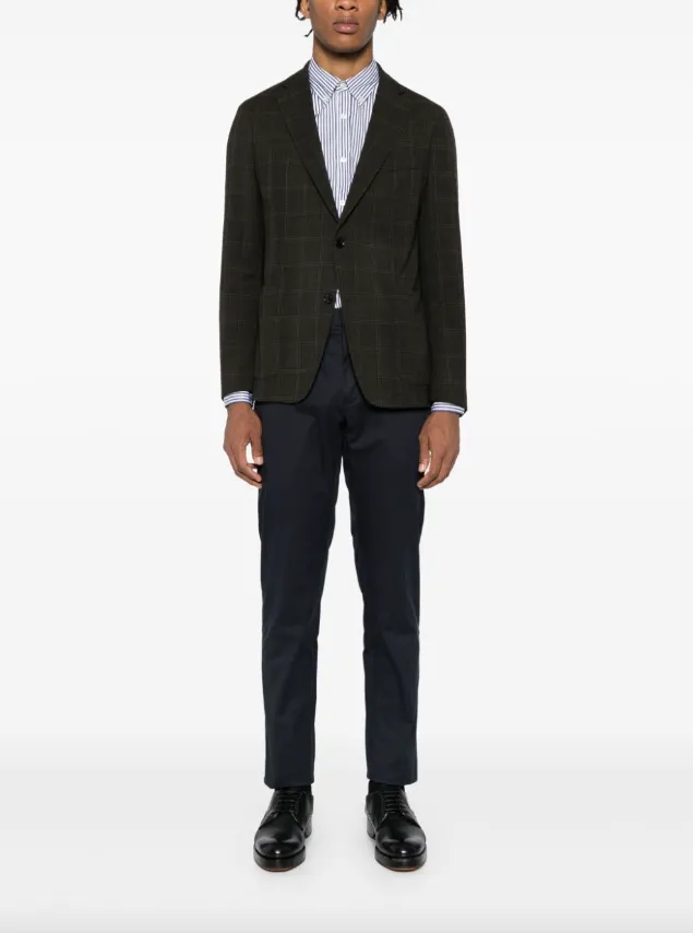 BOSS plaid-check single-breasted blazer