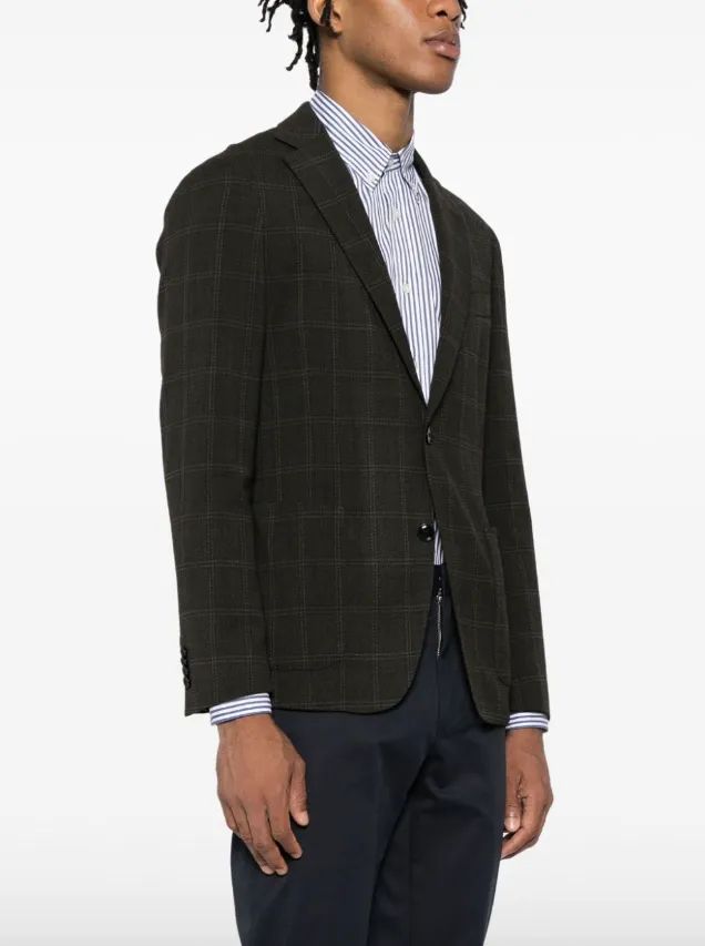 BOSS plaid-check single-breasted blazer
