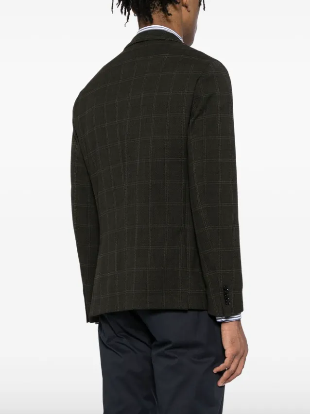 BOSS plaid-check single-breasted blazer