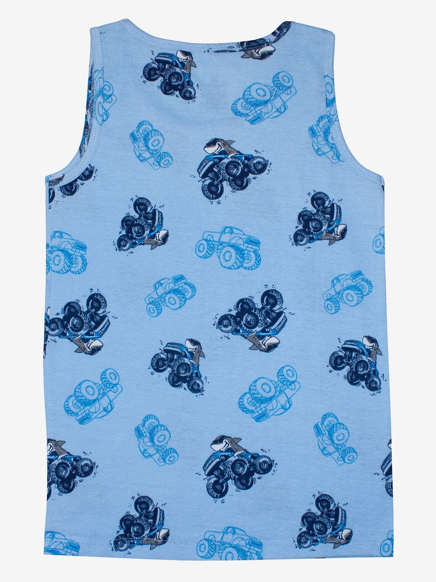 Boys Printed Vest With Basic Shorts Set