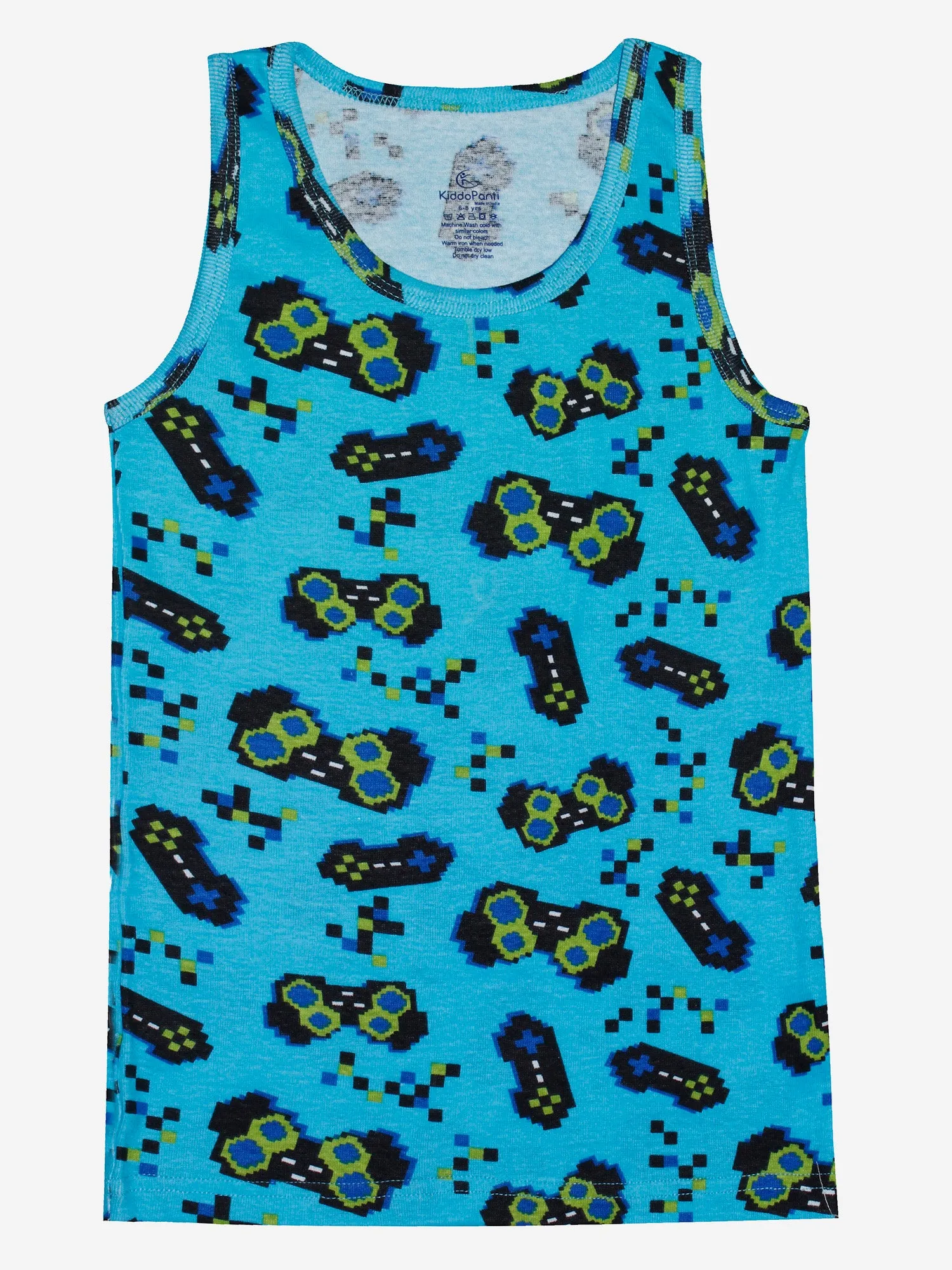 Boys Printed Vest With Basic Shorts Set
