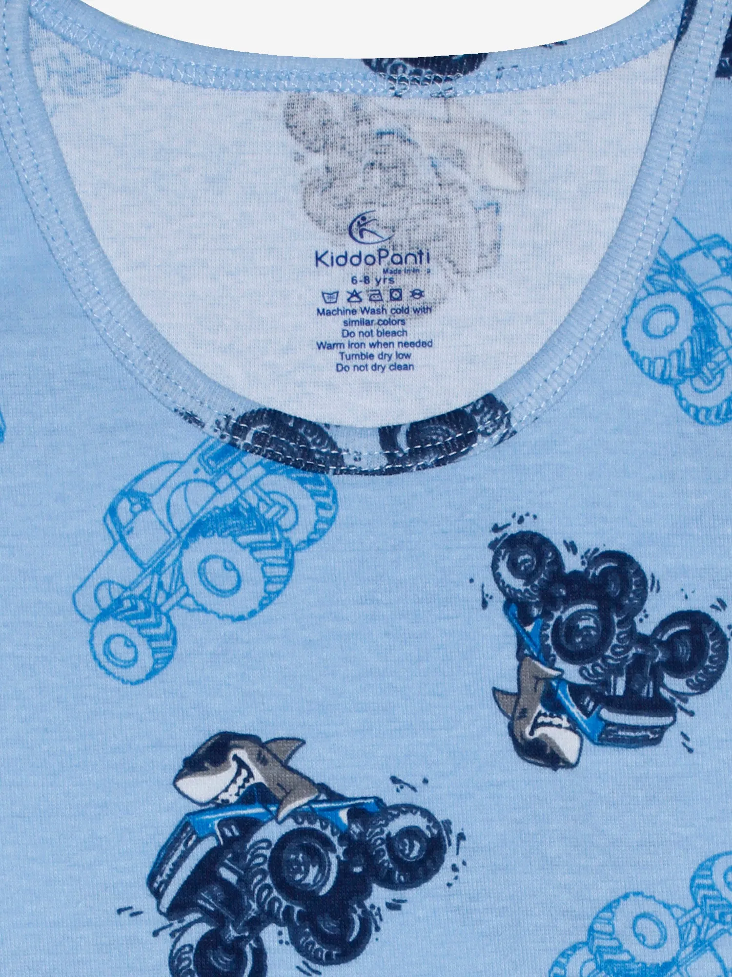 Boys Printed Vest With Basic Shorts Set