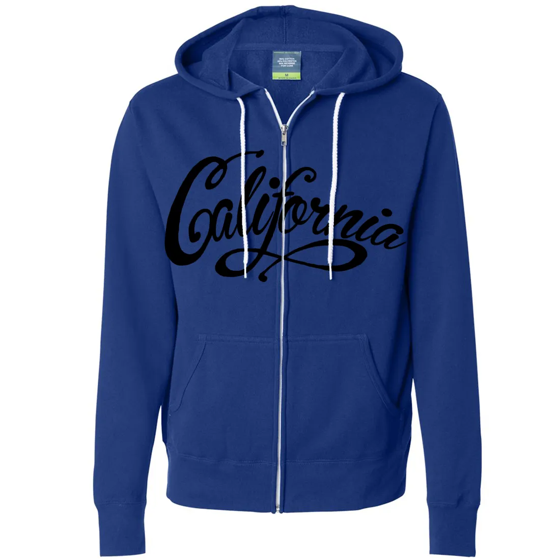 California Beach Script Black Print Zip-Up Hoodie
