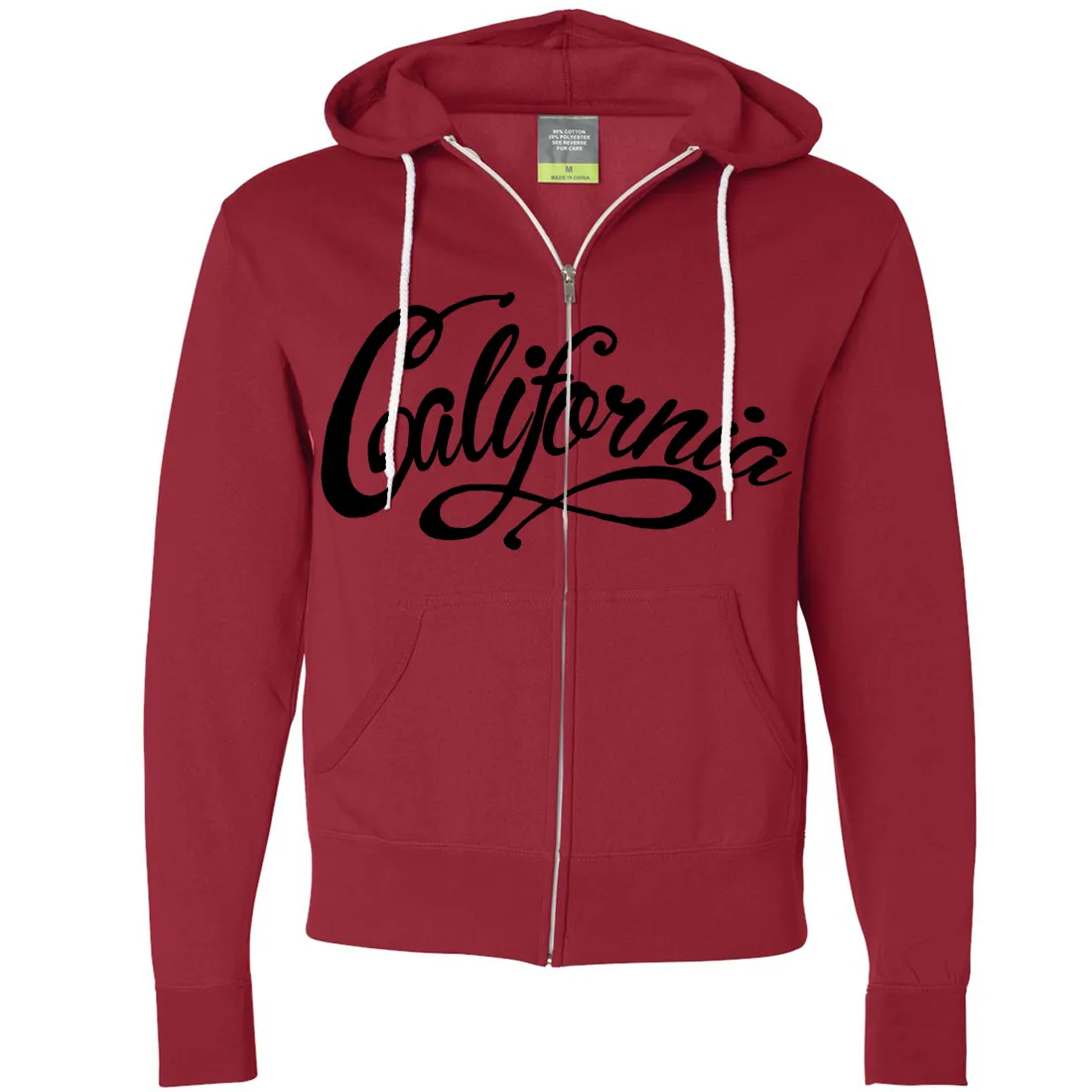 California Beach Script Black Print Zip-Up Hoodie