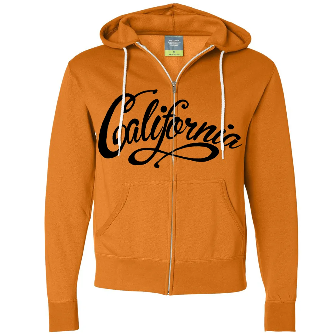 California Beach Script Black Print Zip-Up Hoodie