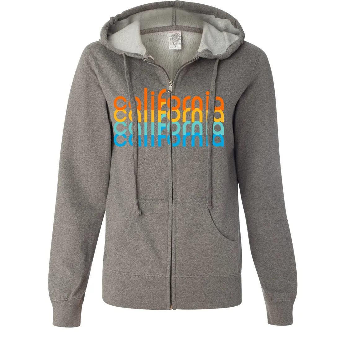 California Rainbow Stack Ladies Lightweight Fitted Zip-Up Hoodie