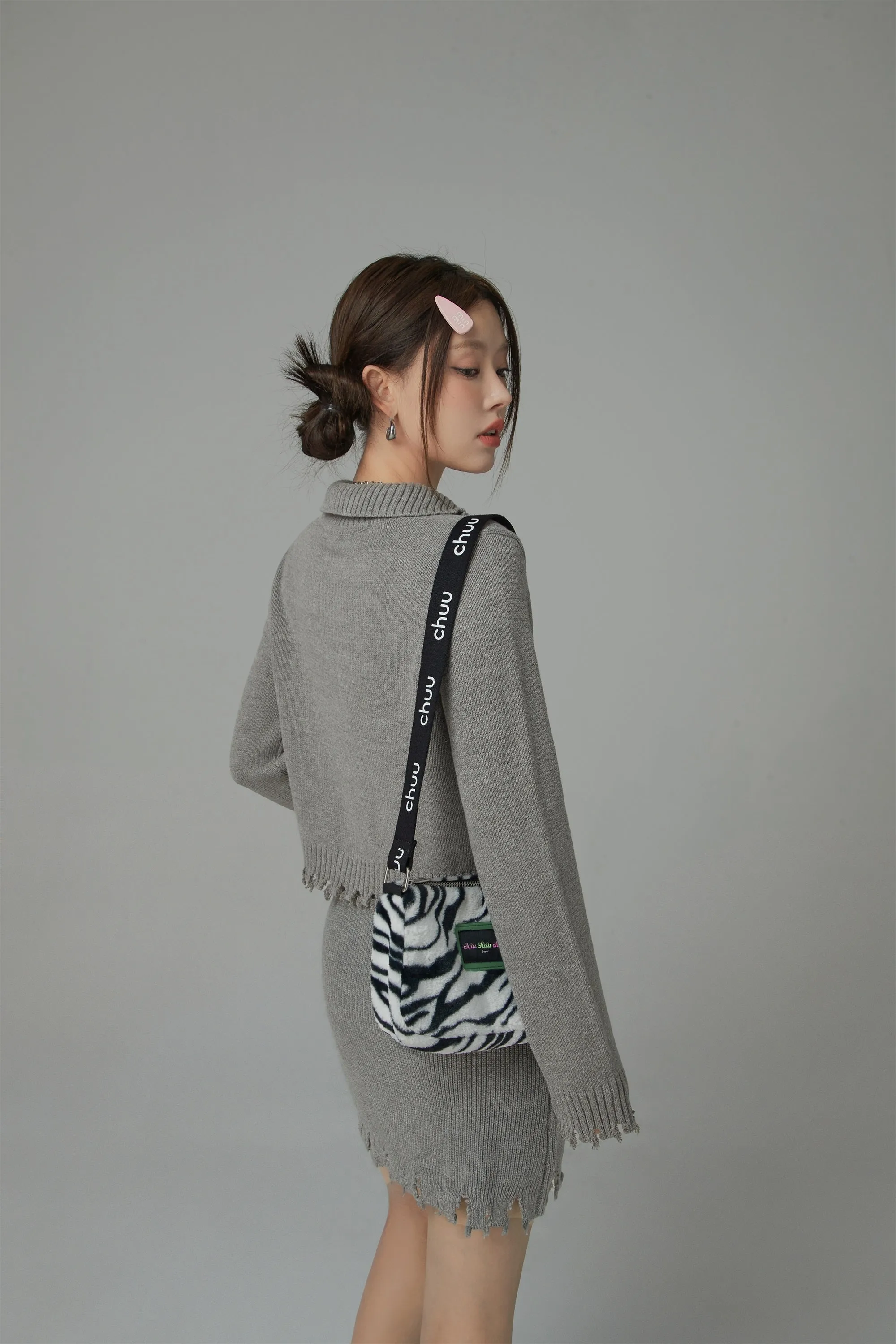 Candy Crop Half Zip-Up Knit Top