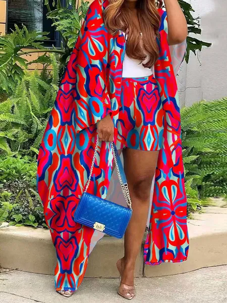 Cardigan Print Two-Piece Nightclub Outfit