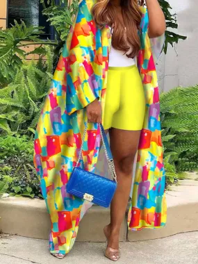 Cardigan Print Two-Piece Nightclub Outfit