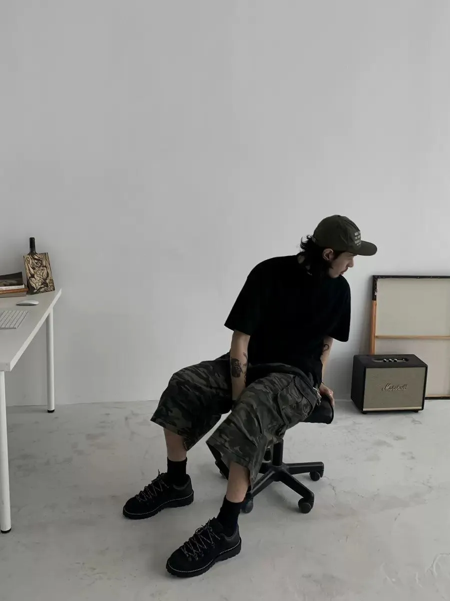 Cargo Style Camouflage Denim Shorts
