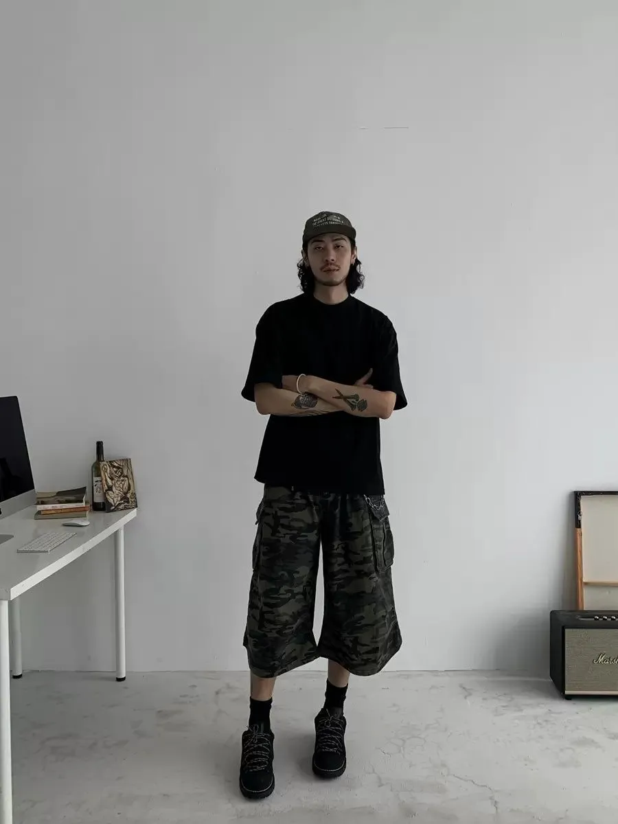 Cargo Style Camouflage Denim Shorts
