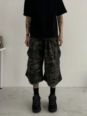 Cargo Style Camouflage Denim Shorts