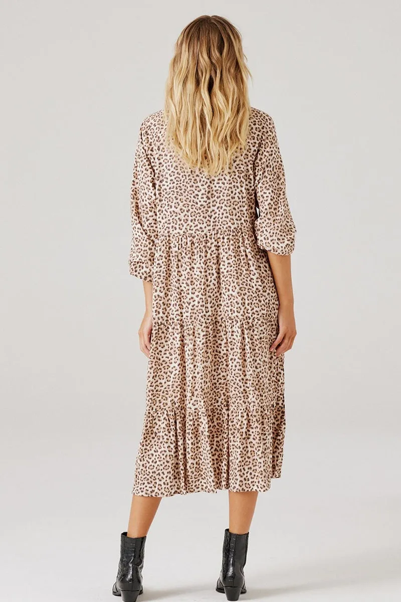 Cartel & Willow - Cali Midi Dress - Mocha Leopard
