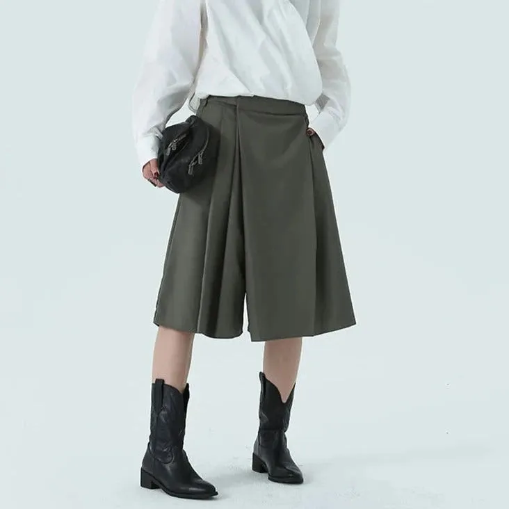 Casual Minimal Goth Irregular Design Shorts