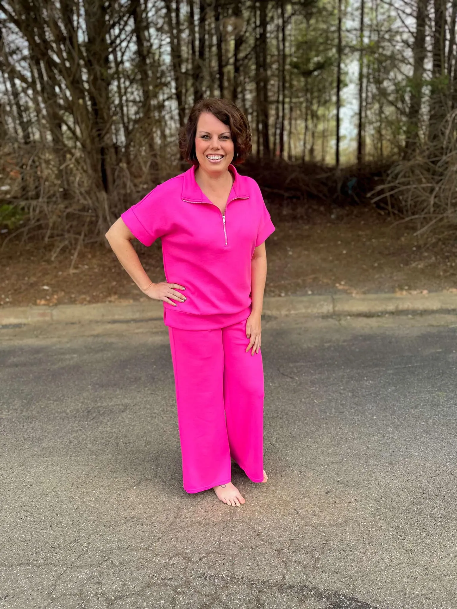 Catalina Lounge/Travel Set in Hot Pink