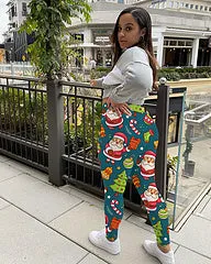 Christmas print sexy tight pants AY3290