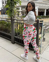 Christmas print sexy tight pants AY3290
