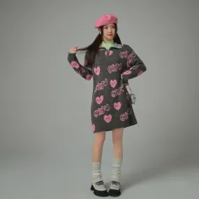 Chuu Heart Half Zip-Up Dress