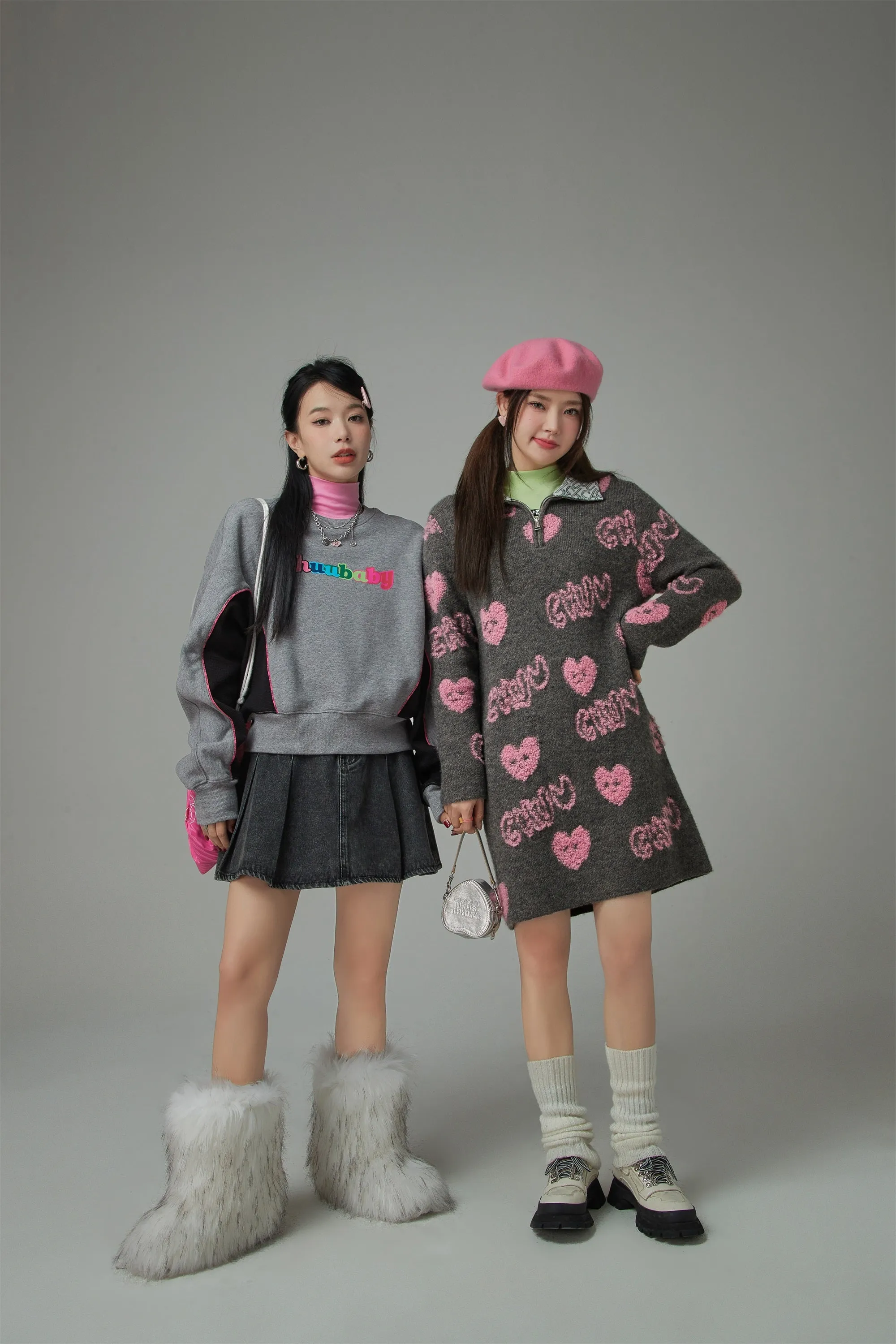 Chuu Heart Half Zip-Up Dress