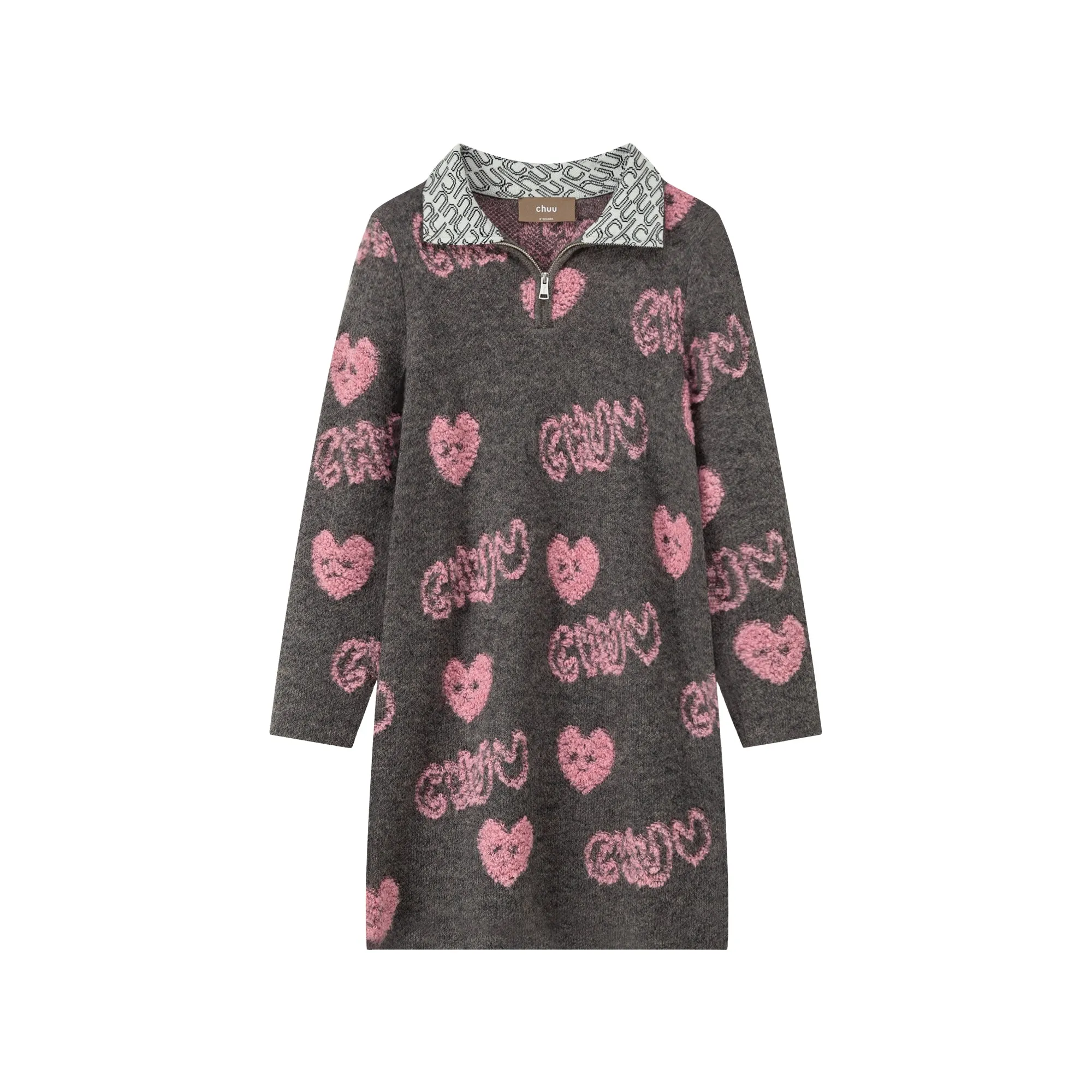 Chuu Heart Half Zip-Up Dress