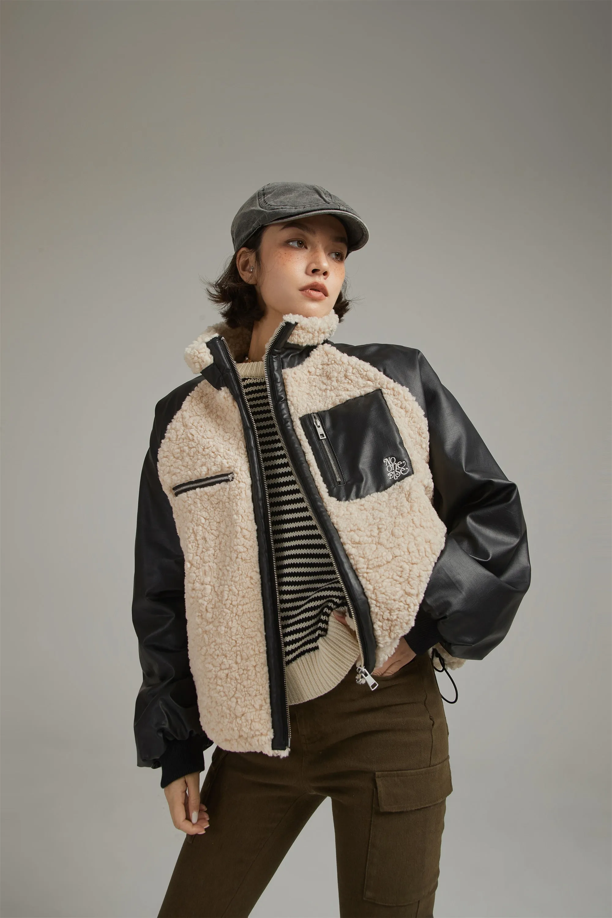Color Combination Fleece Jacket