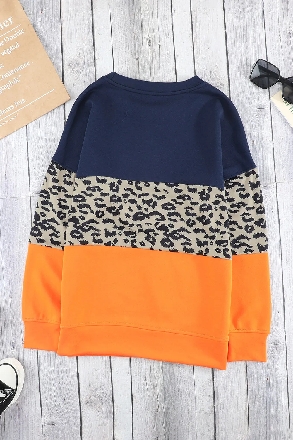 Colorblock Blue Leopard Sweatshirt