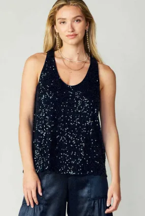 Current Air Sleeveless Sequin Top - SAPPHIRE
