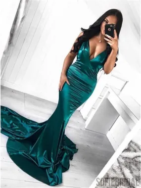 Deep V-neck Sexy Prom Dresses, Mermaid Prom Dresses, Shiny Prom Dresses, Prom Dresses, PD0603