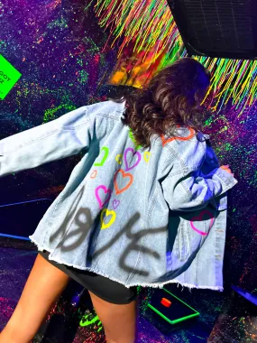 Denim Days - Light Wash Blue Heart Graphic Jacket