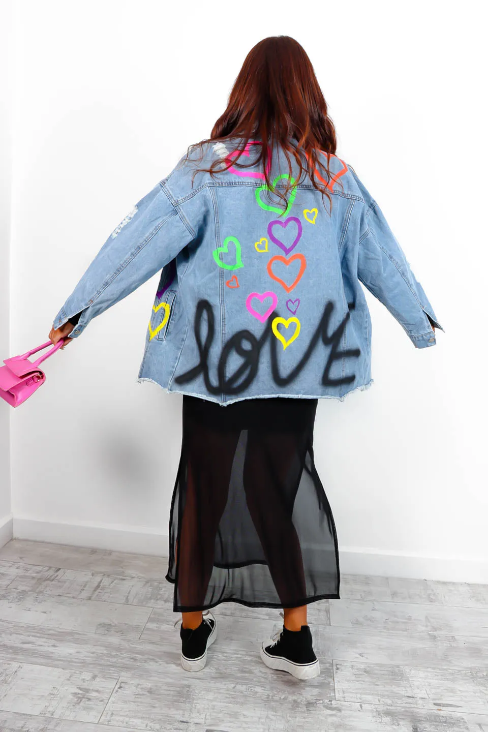 Denim Days - Light Wash Blue Heart Graphic Jacket