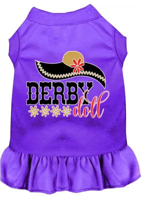 Derby Doll Screen Print Dog Dress Purple 4x (22)